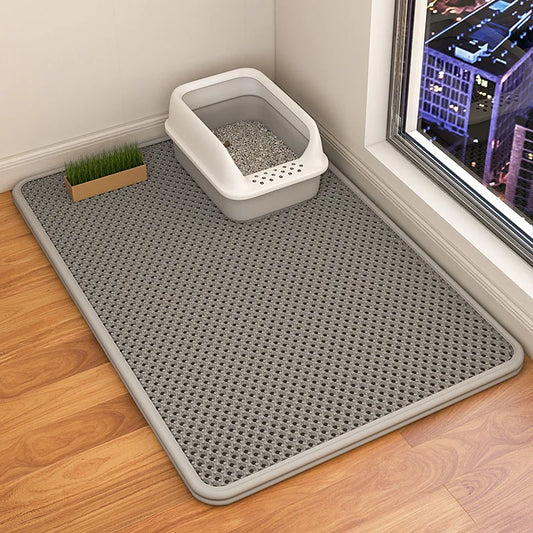 Double Layer Waterproof Cat Litter Mat - Urine-Proof, Easy to Clean, Non-Slip Design, Large Footprint, Ideal for Cat Scratching